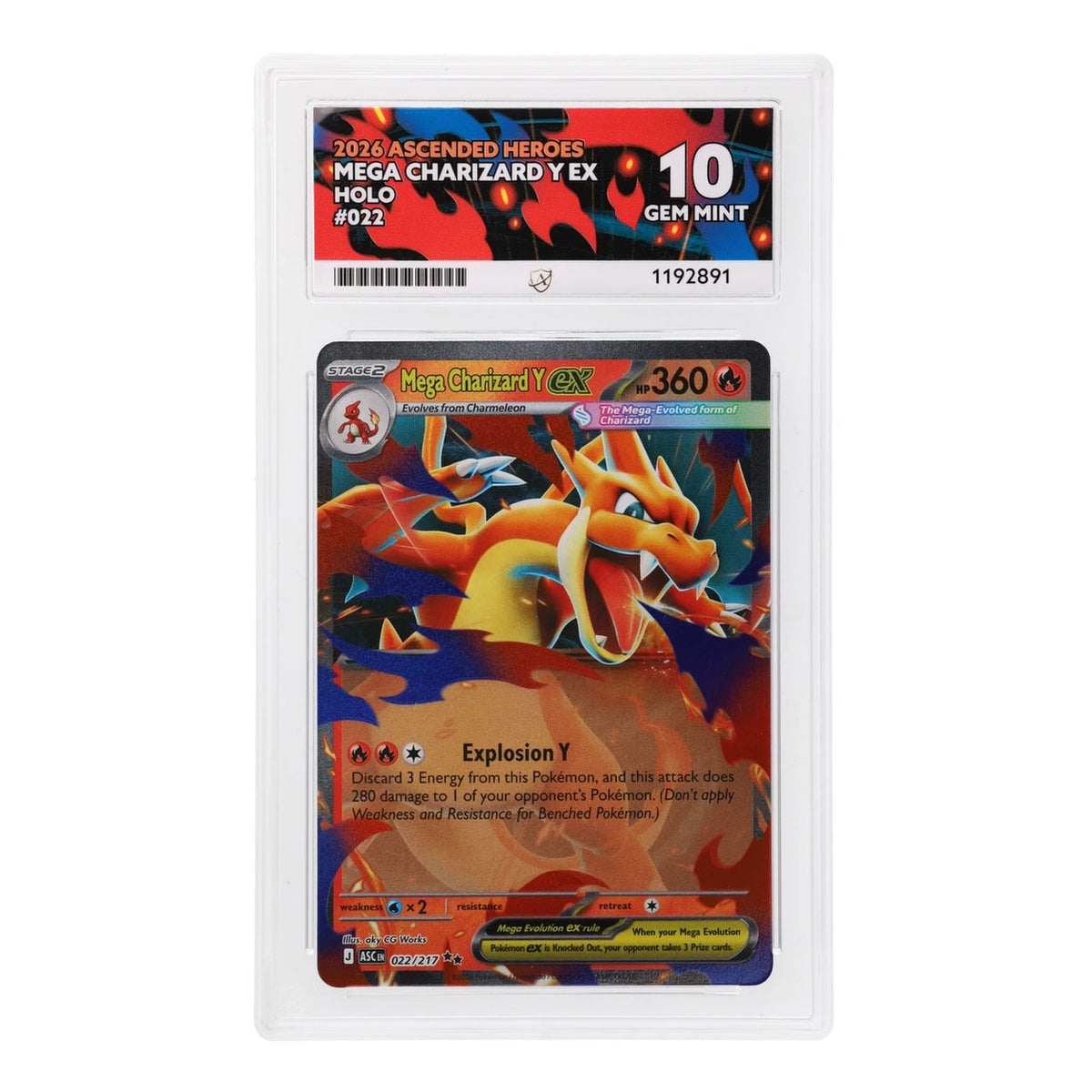 Pokemon - Mega Evolution - Ascended Heroes - Mega Charizard Y EX - 022/217 (ACE 10 Art Label Graded Slab)