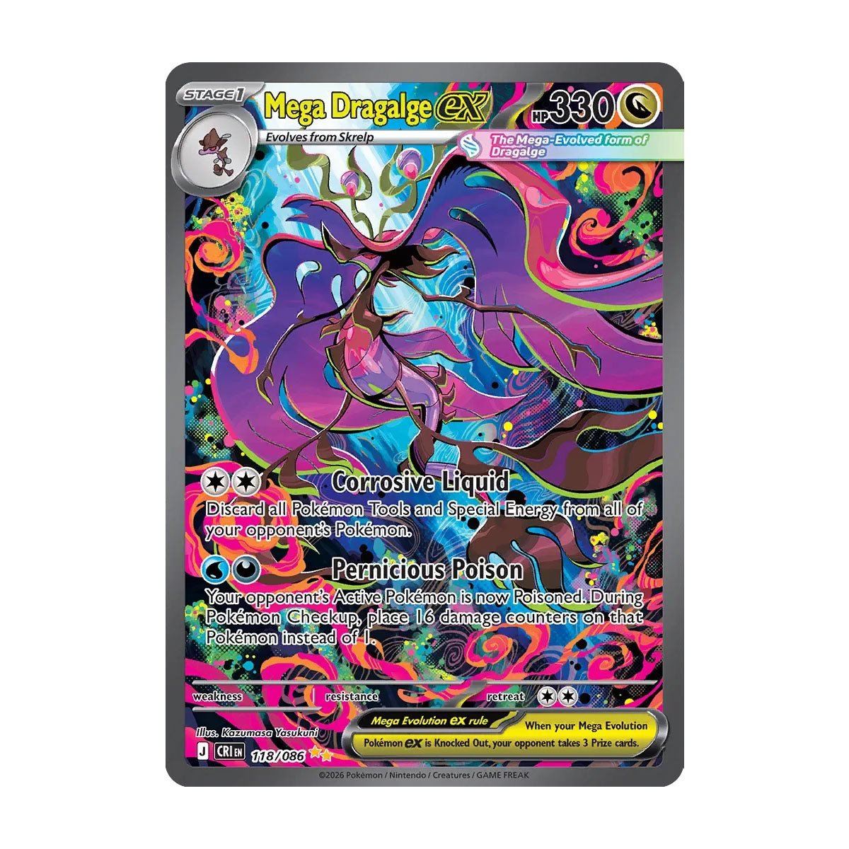 Mega Dragagle EX 118/086 - Mega Evolution - Chaos Rising - Holo