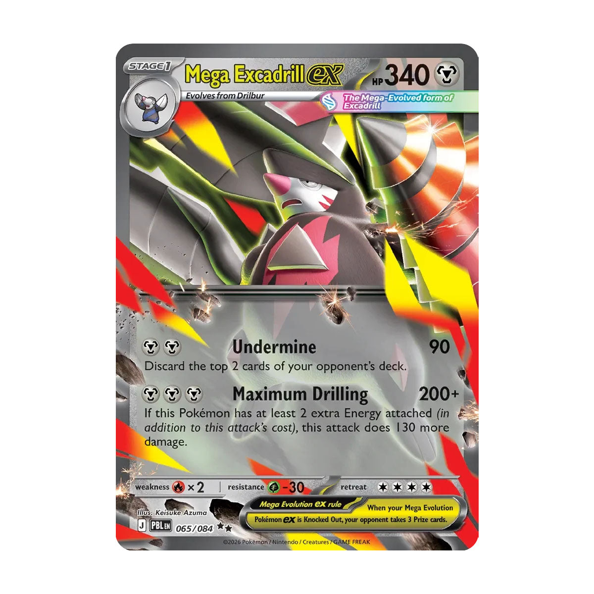 Mega Excadrill EX 065/084 - Mega Evolution - Pitch Black - Double Rare - JET Cards