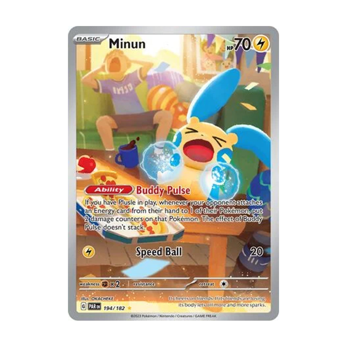 Minun 194/182 - Scarlet & Violet - Paradox Rift - Illustration Rare