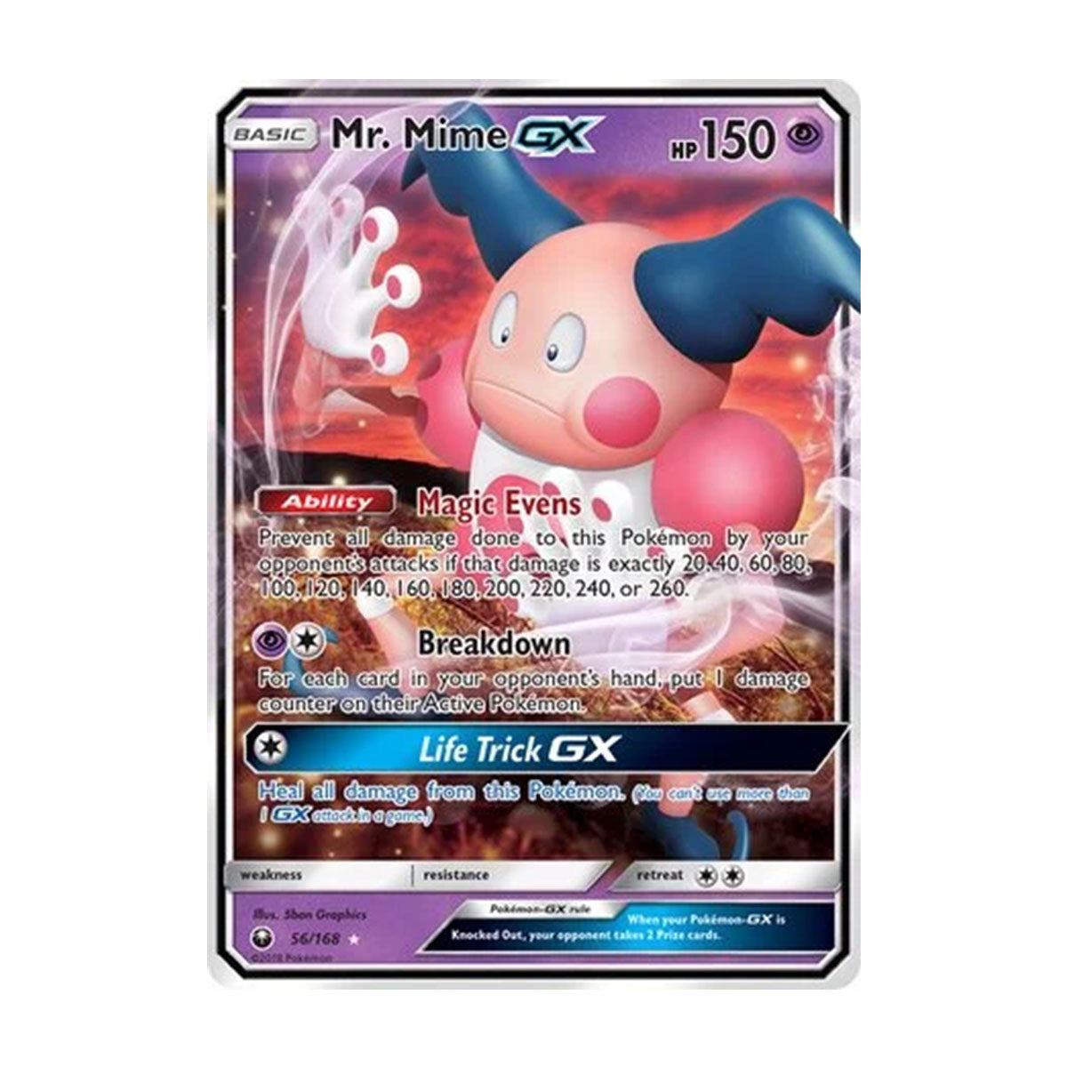Mr. Mime GX 56/168 - Sun & Moon - Celestial Storm - Rare Holo GX
