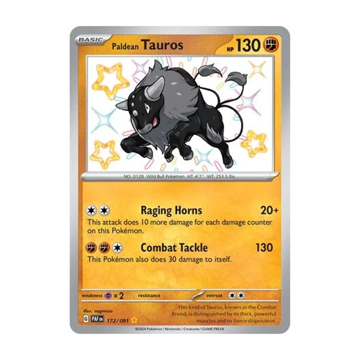 Paldean Tauros 172/091 - Scarlet & Violet - Paldean Fates - Shiny Rare