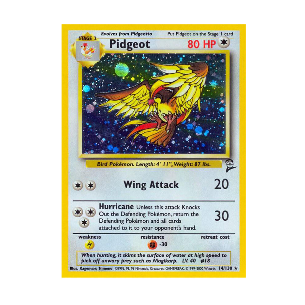 Pidgeot 14/130 - Base Set 2 - Rare Holo