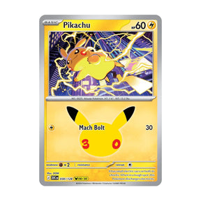 Pikachu 030/128 (08/30) - Mega Evolution - 30th Celebration - Pikachu Rare - JET Cards