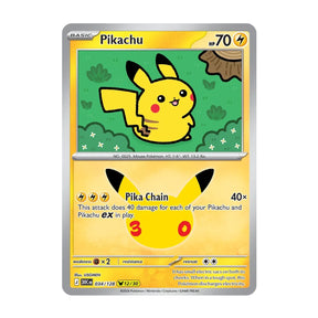 Pikachu 034/128 (12/30) - Mega Evolution - 30th Celebration - Pikachu Rare - JET Cards