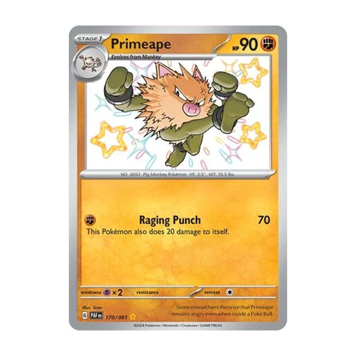 Primeape 170/091 - Scarlet & Violet - Paldean Fates - Shiny Rare