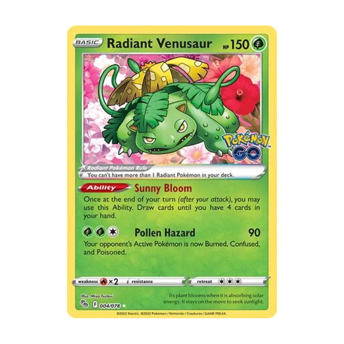 Radiant Venusaur 004/078 - Sword & Shield - Pokemon GO - Radiant Rare