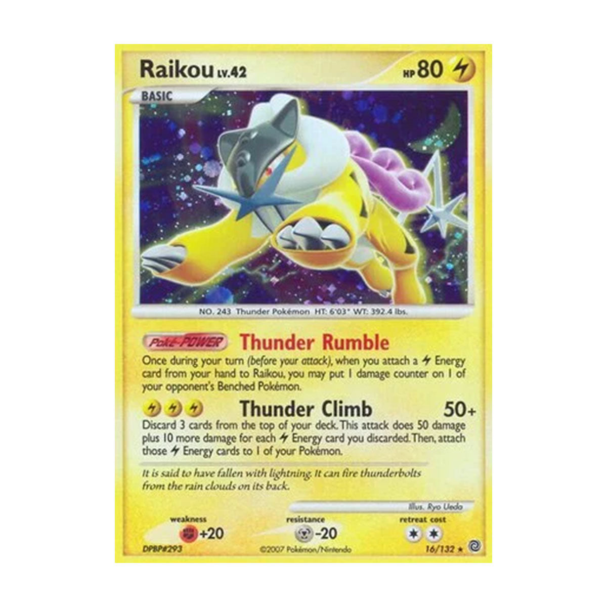Raikou 16/132 - Diamond & Pearl - Secret Wonders - Rare Holo