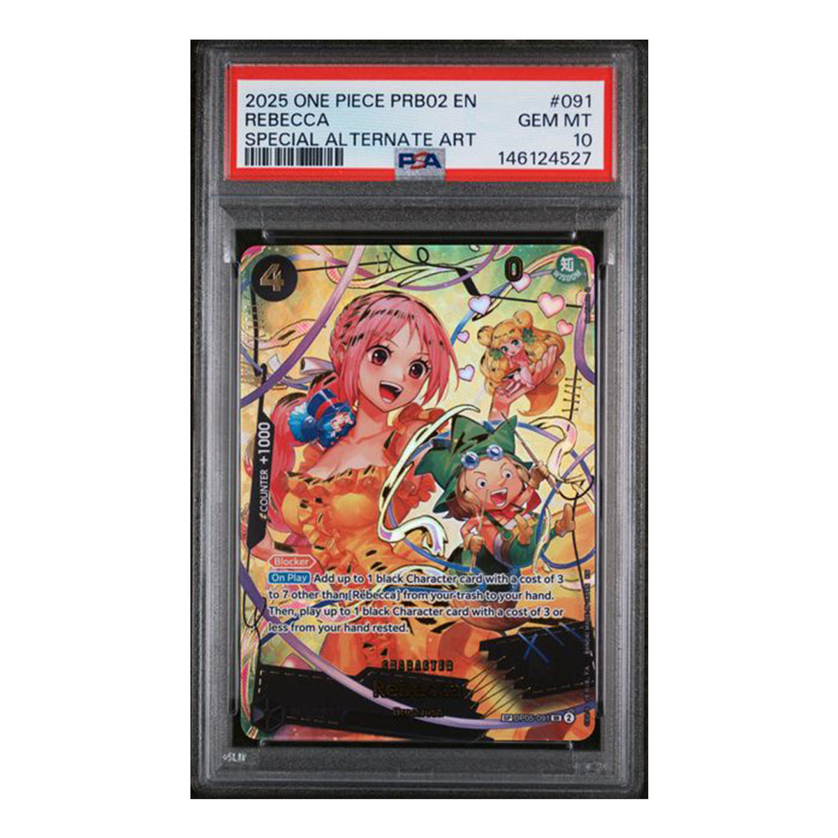 One Piece - Premium Booster Vol. 2 The Best - Rebecca - PRB02-091 SP (PSA 10 Graded Slab)