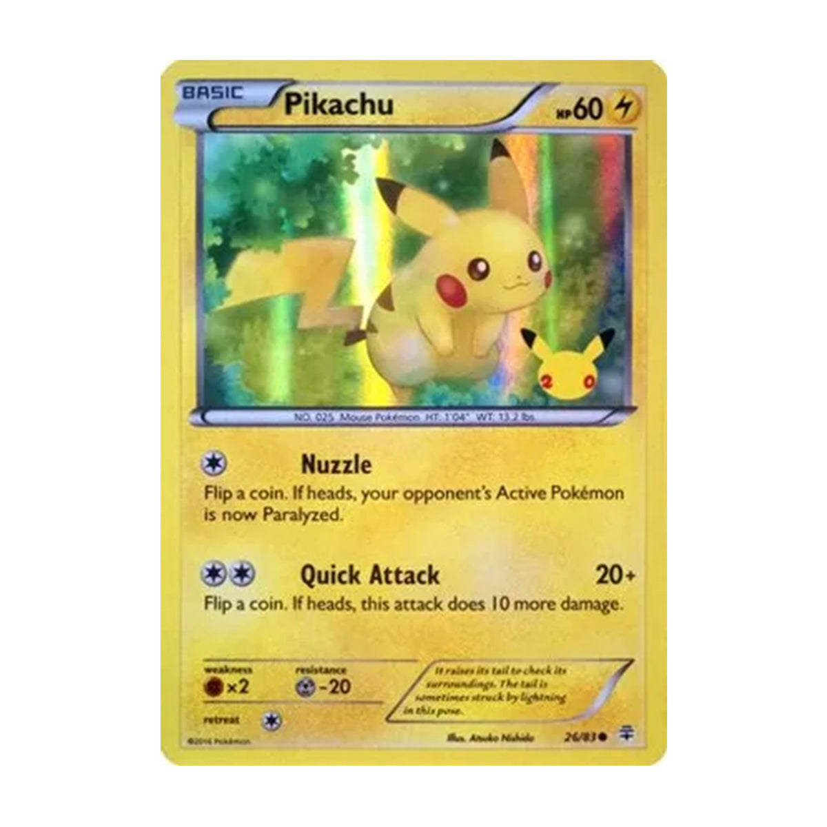 Pikachu 26/83 - 20th Anniversary - Generations - Holo Rare
