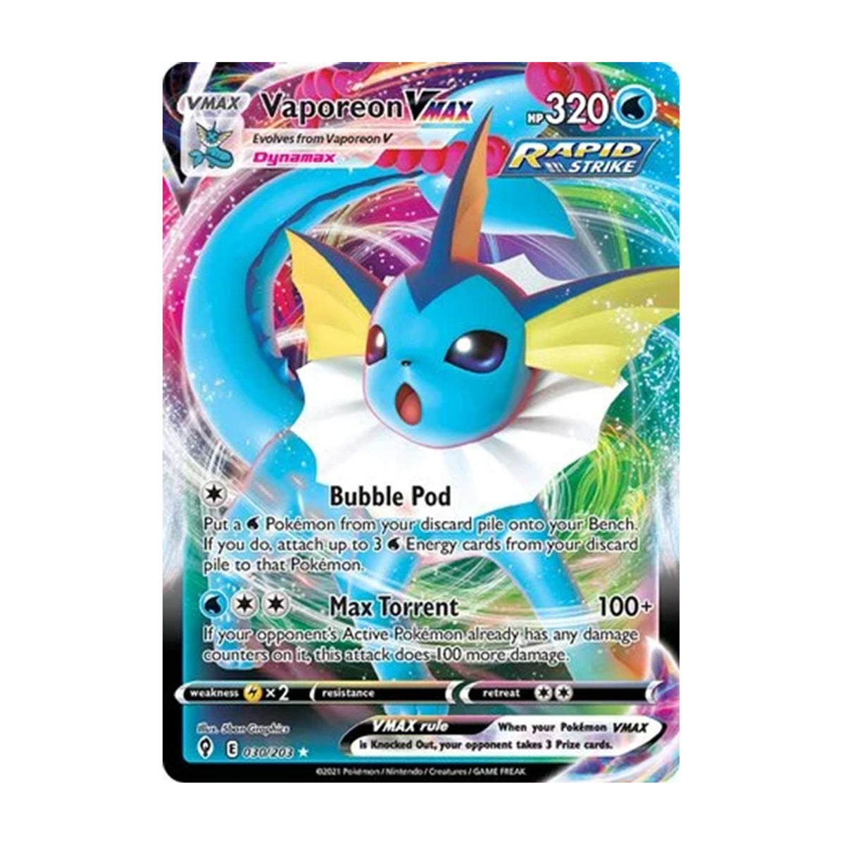 Vaporeon VMAX 030/203 - Sword & Shield - Evolving Skies - Holo Rare VMAX