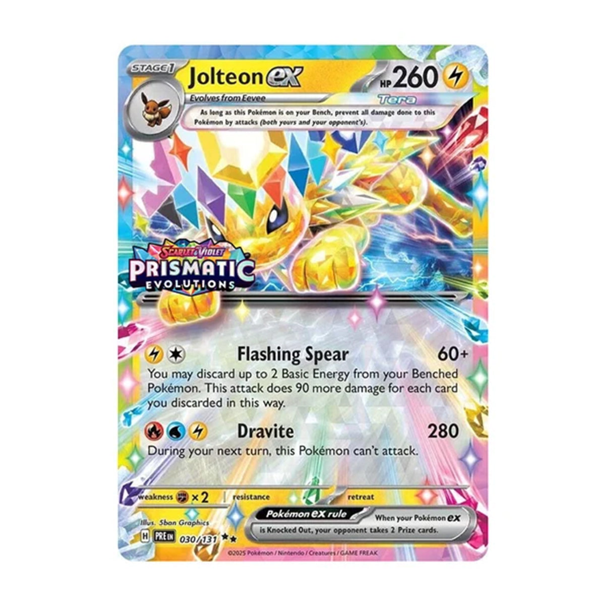 Jolteon EX 030/131 - Scarlet & Violet - Prismatic Evolutions - Double Rare Stamped (Sealed)
