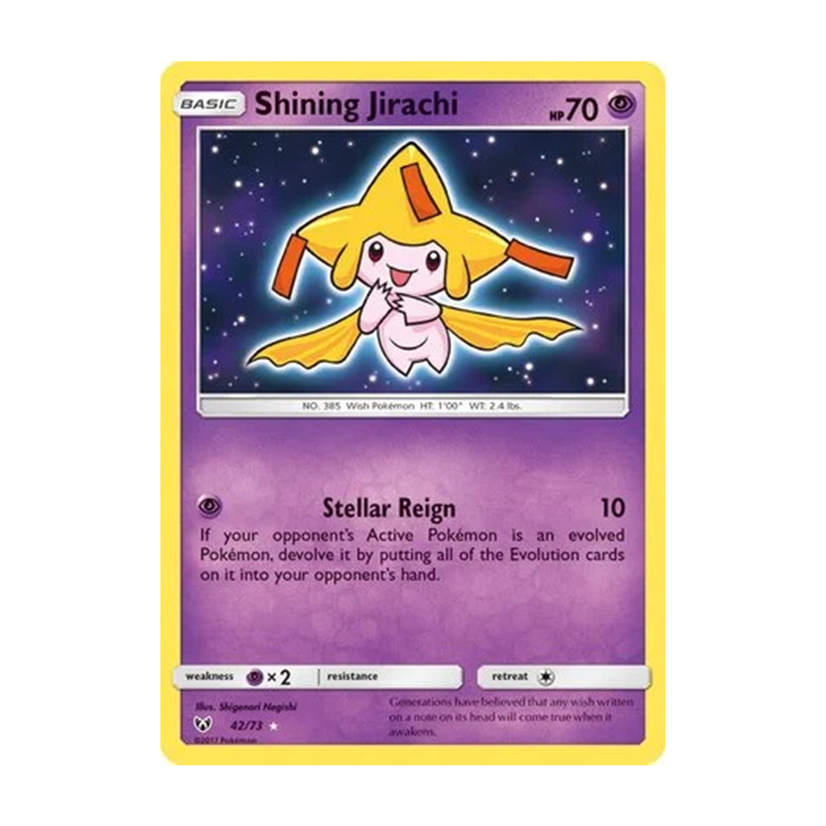 Shining Jirachi 42/73 - Sun & Moon - Shining Legends - Rare Shining