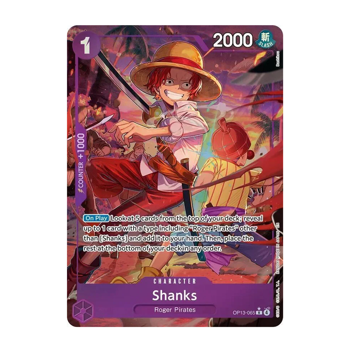 Shanks OP13-065 - OP13 Carrying on His Will - Rare - Alternate Art