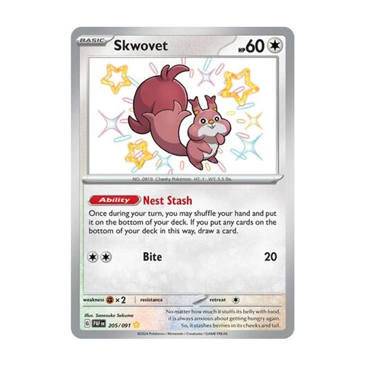 Skwovet 205/091 - Scarlet & Violet - Paldean Fates - Shiny Rare