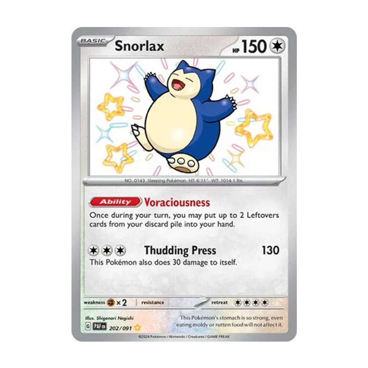Snorlax 202/091 - Scarlet & Violet - Paldean Fates - Shiny Rare