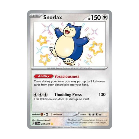 Snorlax 202/091 - Scarlet & Violet - Paldean Fates - Shiny Rare - JET Cards