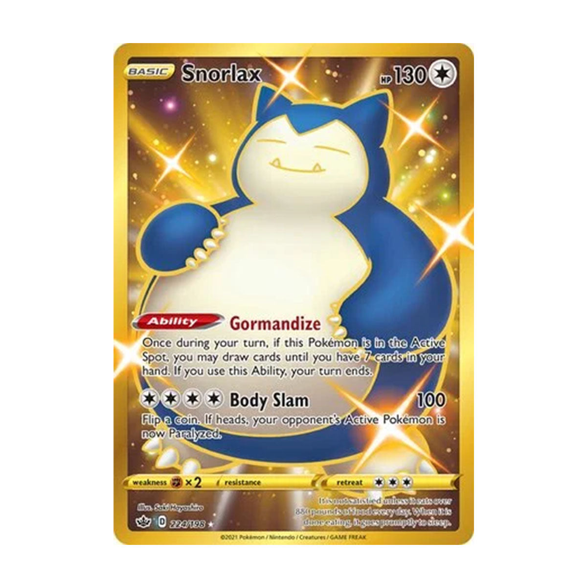 Snorlax 224/198 - Sword & Shield - Chilling Reign - Rare Secret