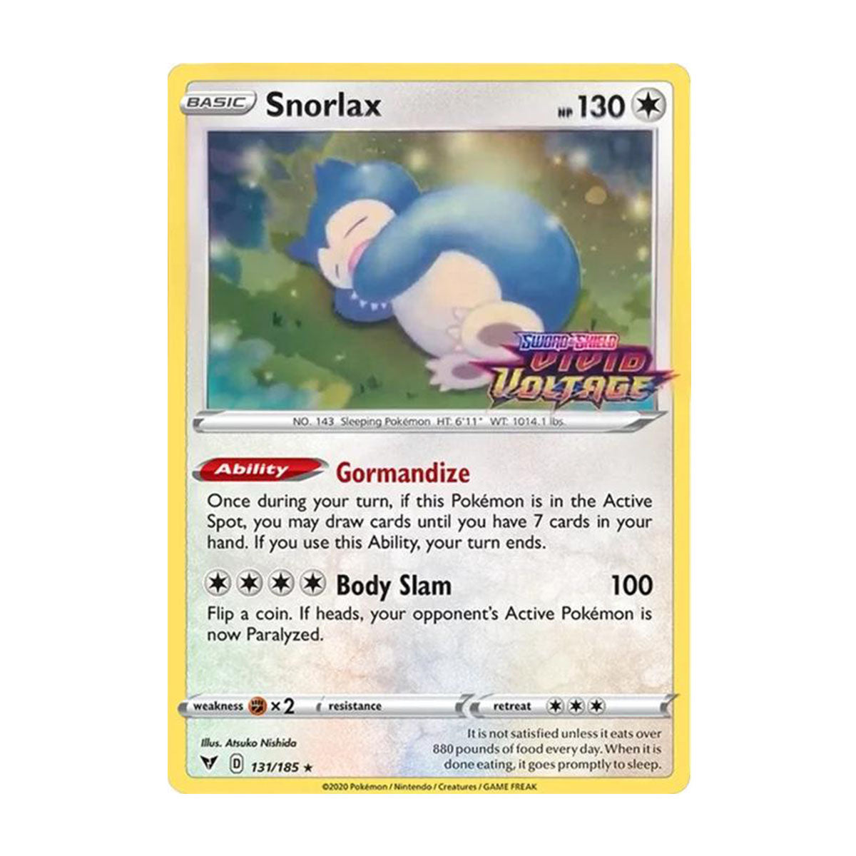 Snorlax 131/185 Stamped - Sword and Shield - Vivid Voltage - Rare Holo
