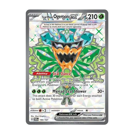 Teal Mask Ogerpon EX 190/167 - Scarlet & Violet - Twilight Masquerade - Ultra Rare - JET Cards