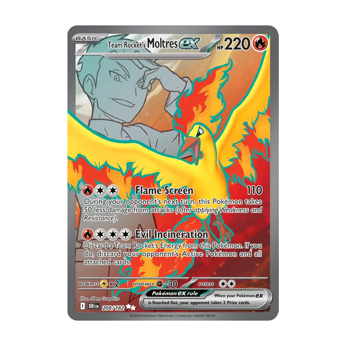 Team Rocket's Moltres EX 208/182 - Scarlet & Violet - Destined Rivals - Ultra Rare