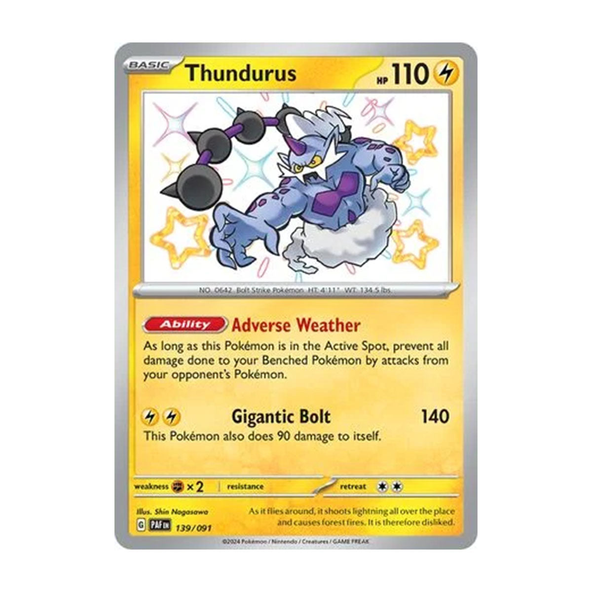 Thundurus 139/091 - Scarlet & Violet - Paldean Fates - Shiny Rare
