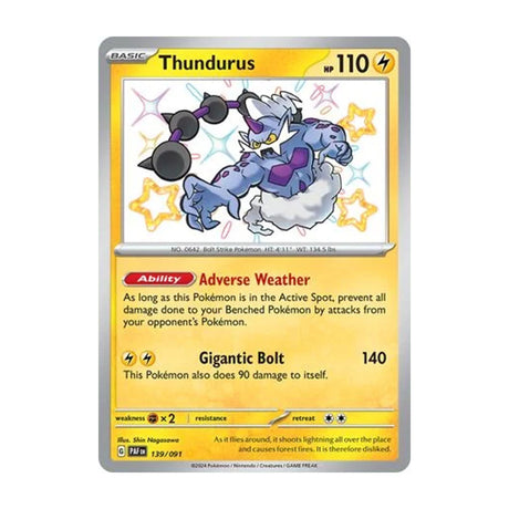 Thundurus 139/091 - Scarlet & Violet - Paldean Fates - Shiny Rare - JET Cards