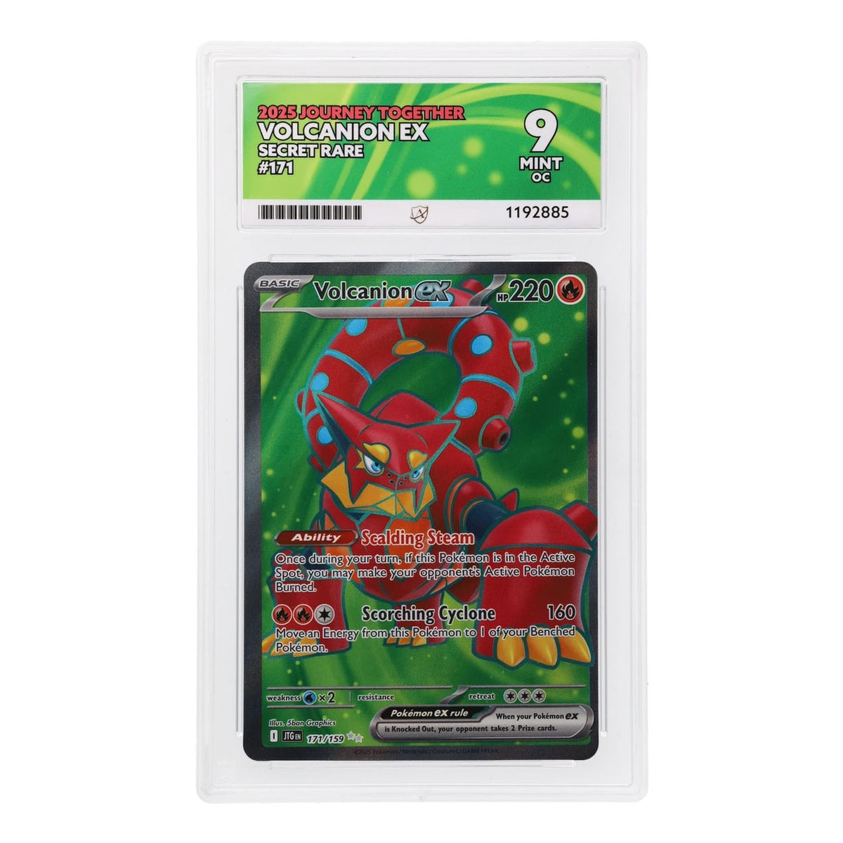Pokemon - Scarlet & Violet - Journey Together - Volcanion EX - 171/159 - (ACE 9 Art Label Graded Slab)