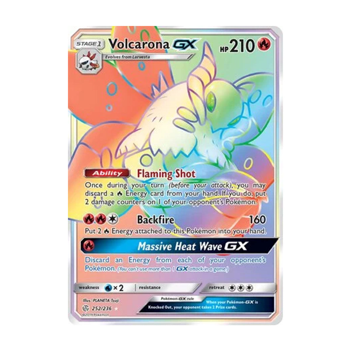 Volcarona GX 252/236 - Sun & Moon - Cosmic Eclipse - Rare Rainbow
