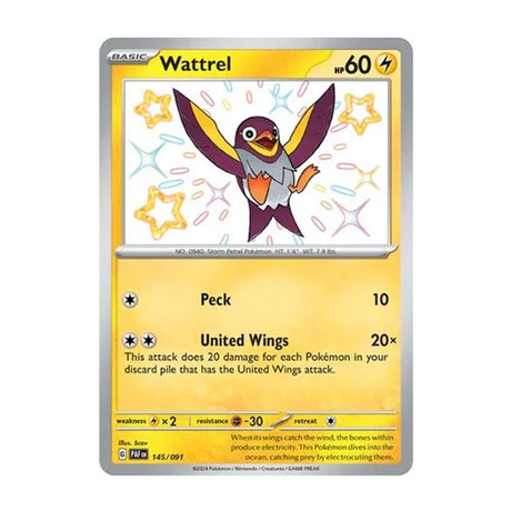 Wattrel 145/091 - Scarlet & Violet - Paldean Fates - Shiny Rare - JET Cards