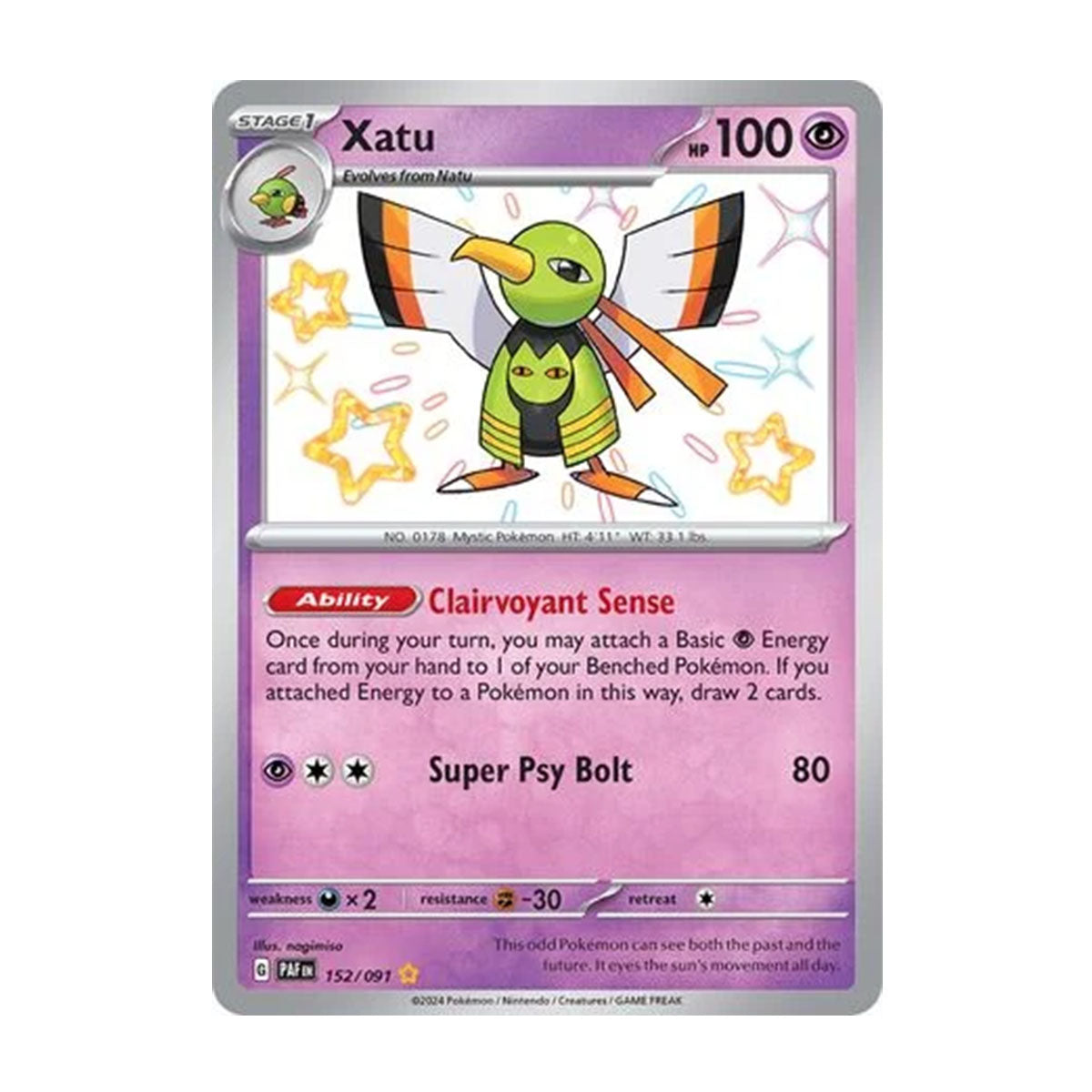 Xatu 152/091 - Scarlet & Violet - Paldean Fates - Shiny Rare