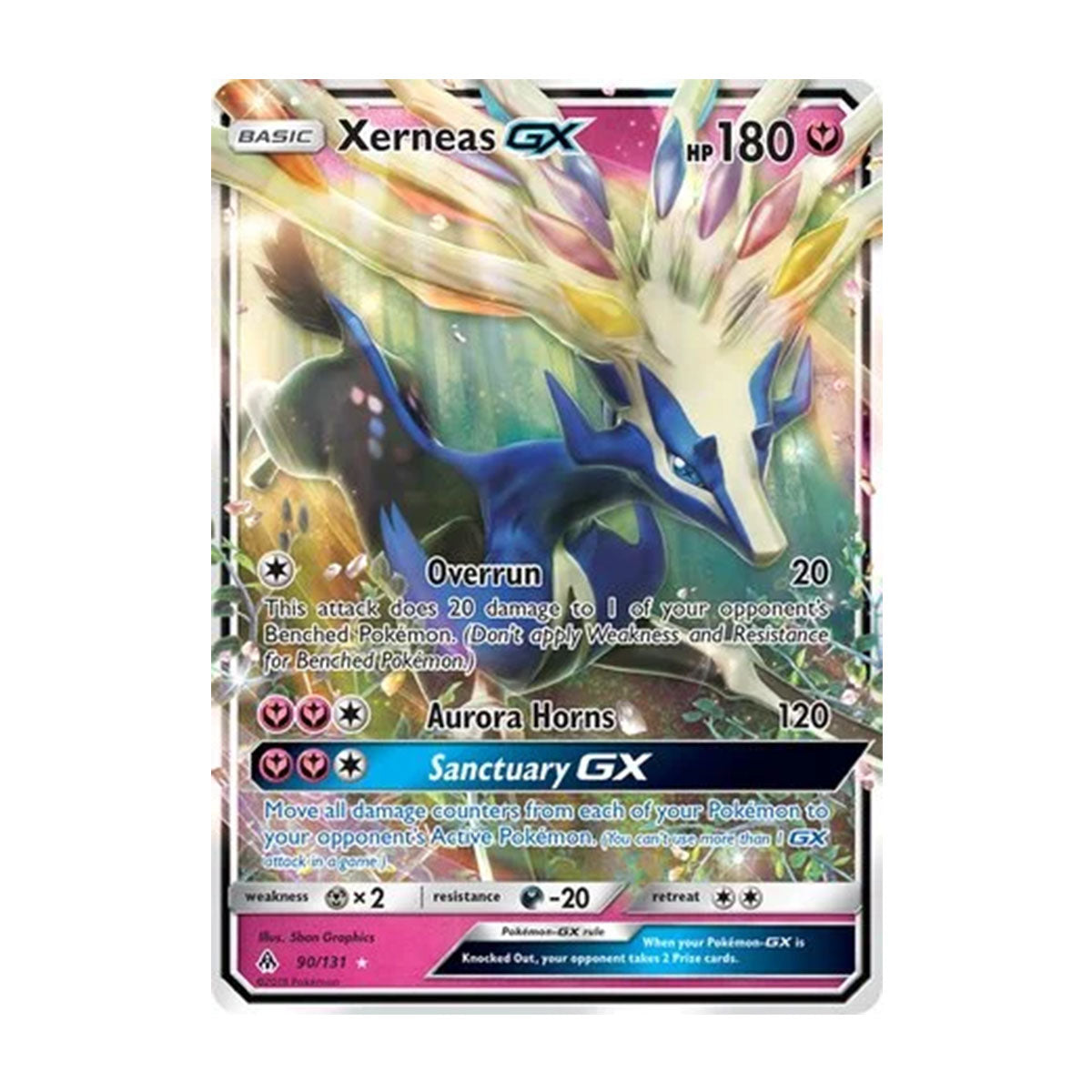 Xerneas GX 90/131 - Sun & Moon - Forbidden Light - Rare Holo GX
