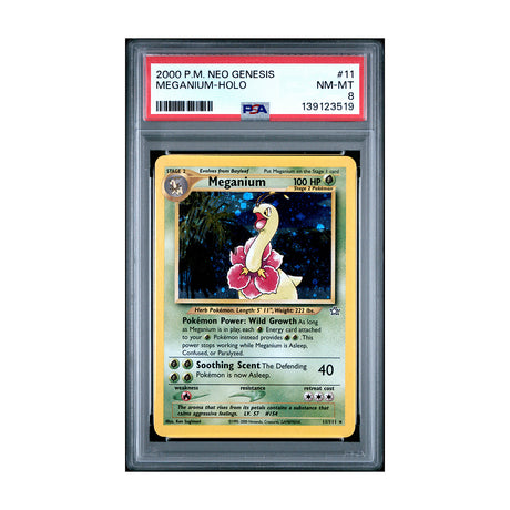 Pokemon - Neo Genesis - Meganium - 11/111 (PSA 8 Graded Slab) - JET Cards