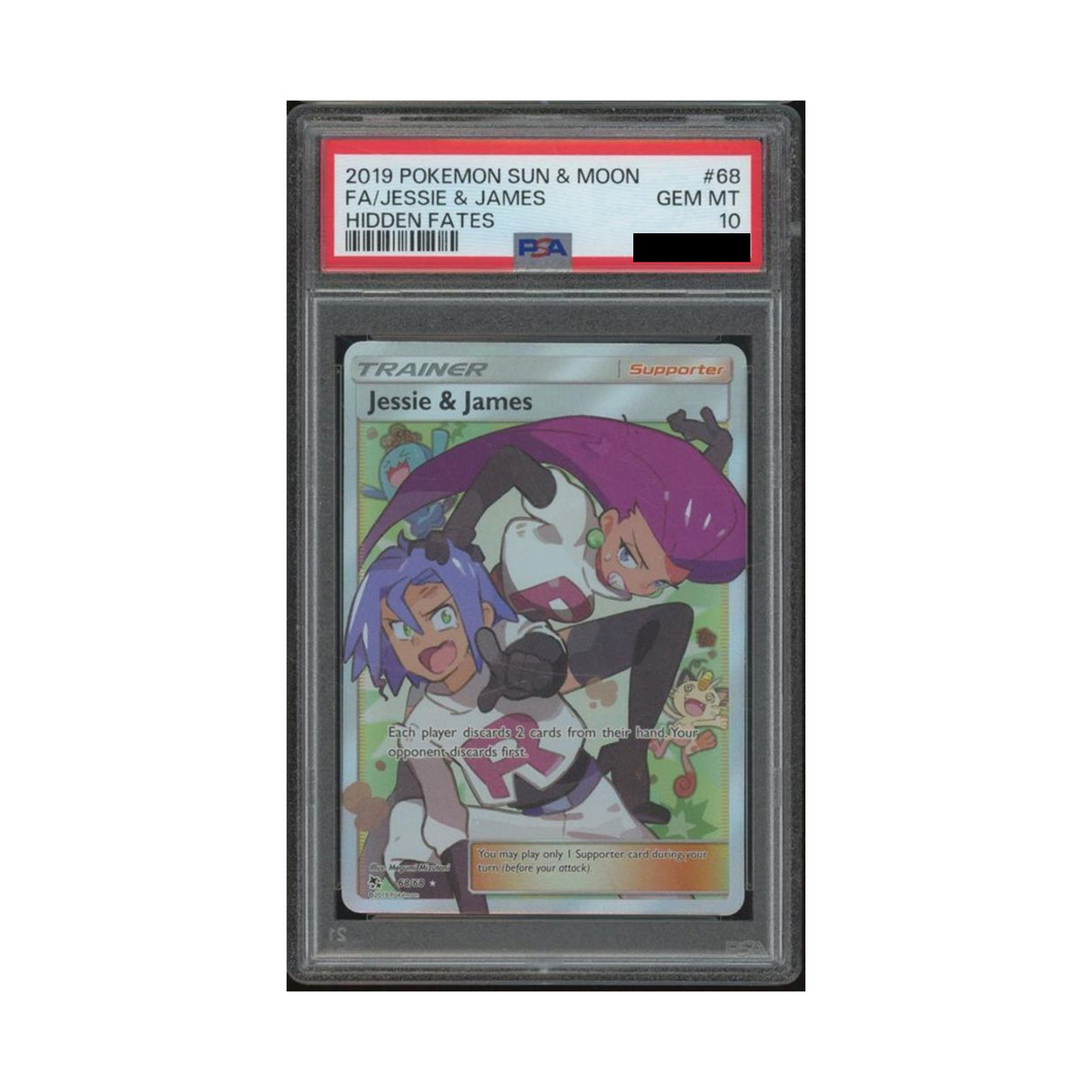 Pokemon - Sun & Moon - Hidden Fates - Jessie & James - 68/68 (PSA 10 Graded Slab) - JET Cards