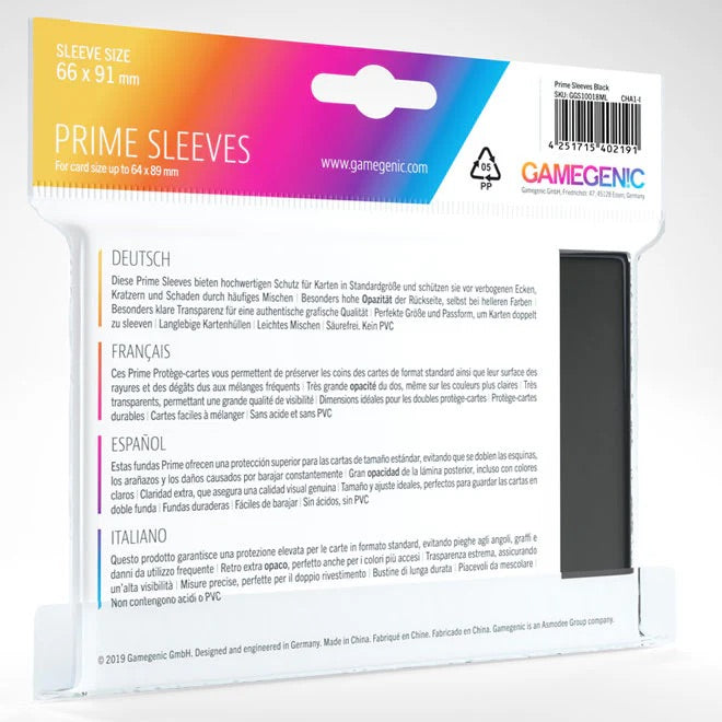 Gamegenic - Prime Sleeves 100 Black - JET Cards