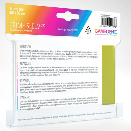 Gamegenic - Prime Sleeves 100 Lime Green - JET Cards