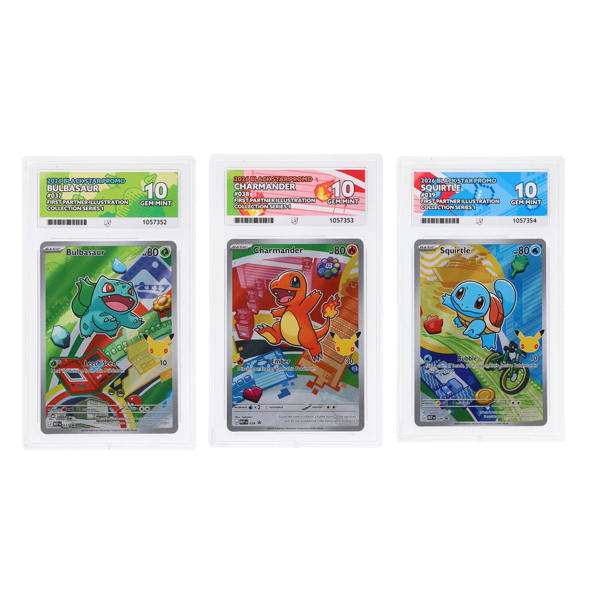Pokemon - First Partner Collection - Gen 1 Trio - Sequential (ACE 10 Art Label Graded Slab)