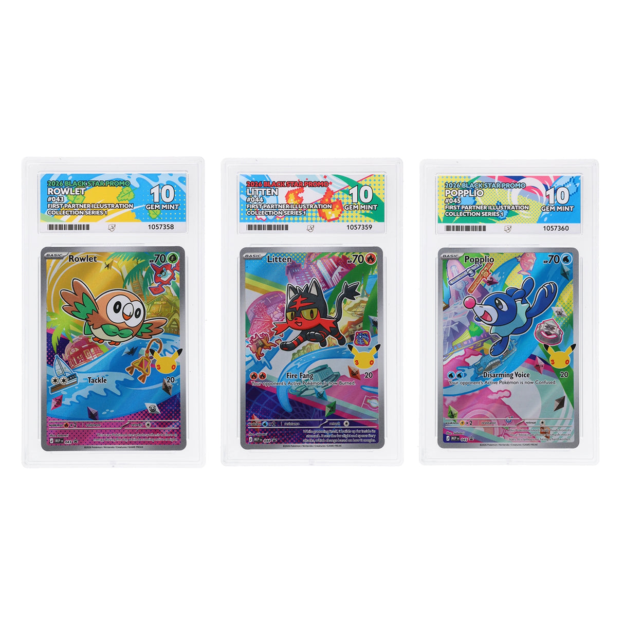 Pokemon - First Partner Collection - Gen 7 Trio - Sequential (ACE 10 Art Label Graded Slab)