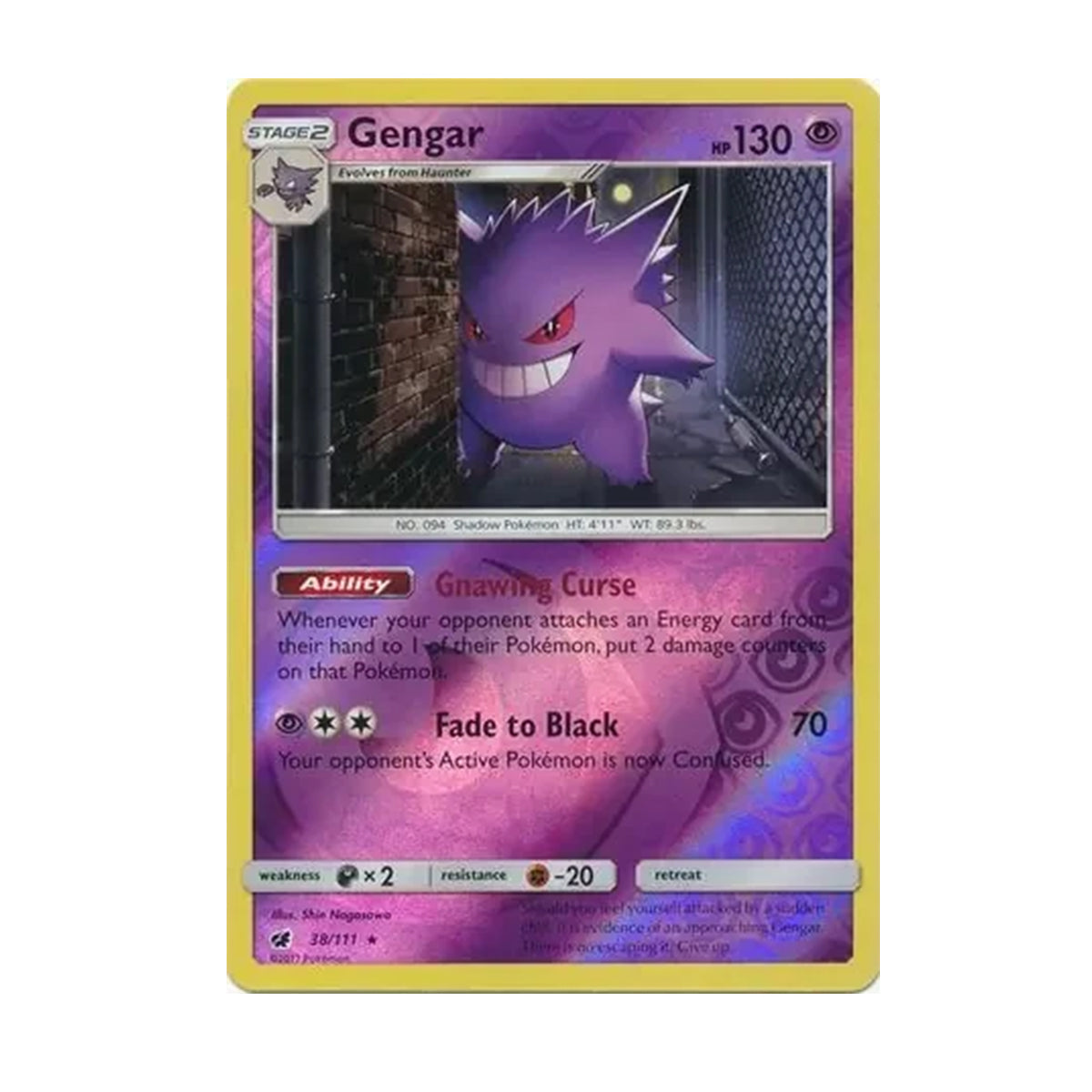 Gengar 38/111 - Sun & Moon - Crimson Invasion - Reverse Holo