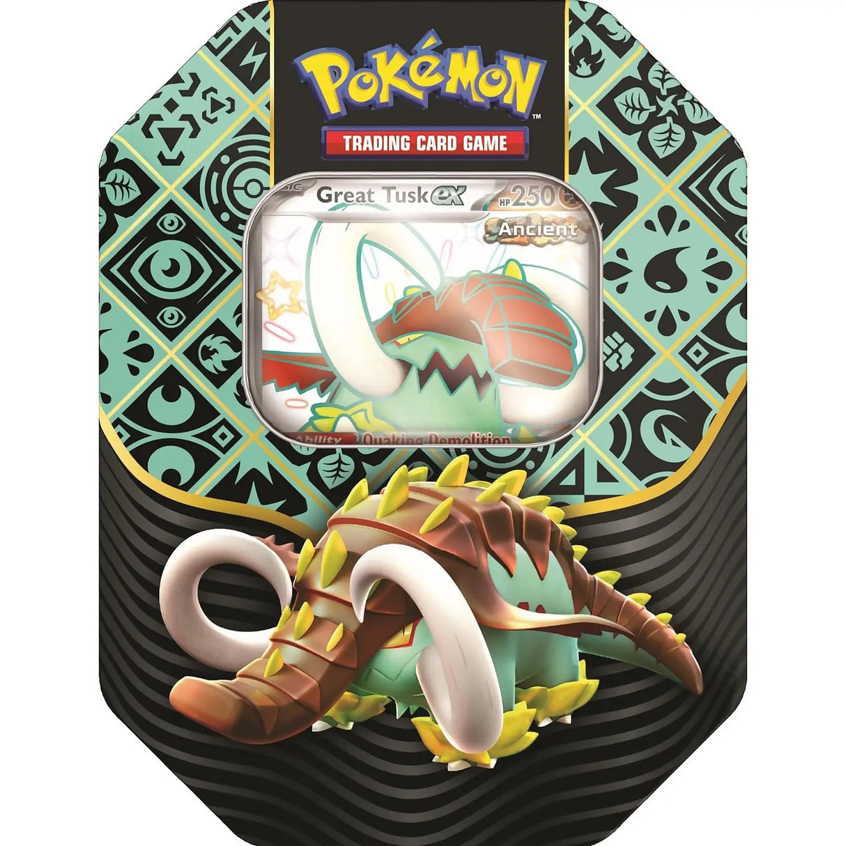 Pokemon - Scarlet & Violet - Paldean Fates Tin - Shiny Great Tusk Ex - JET Cards