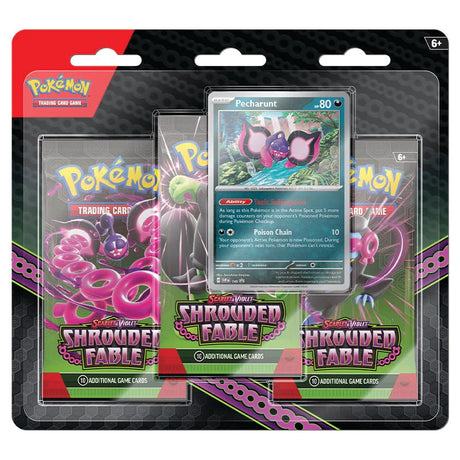 Pokemon - Scarlet & Violet - Shrouded Fable - 3 Pack Blister - Pecharunt - JET Cards
