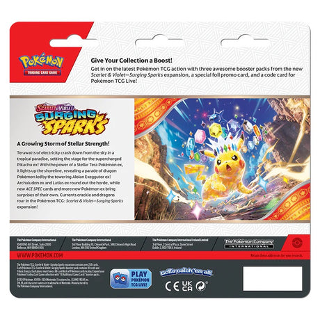 Pokemon - Scarlet & Violet - Surging Sparks - 3 Pack Blister - Zapdos - JET Cards
