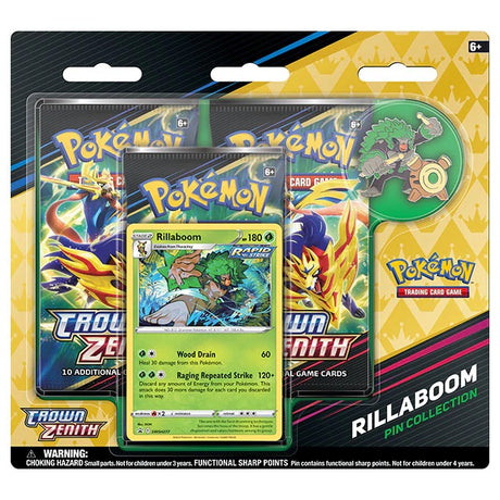 Pokemon - Sword & Shield - Crown Zenith - Rillaboom Pin Collection - JET Cards
