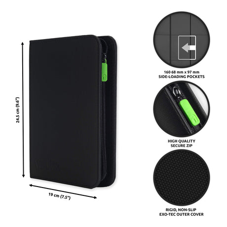 Vault X - 4-Pocket Exo-Tec® - Zip Binder - Black - JET Cards