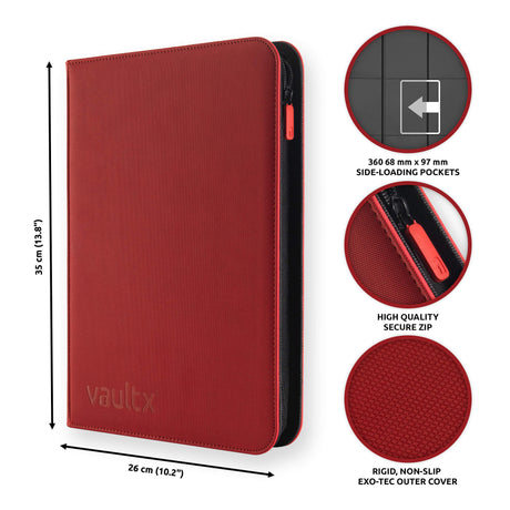 Vault X - 9-Pocket Exo-Tec® - Zip Binder - Red - JET Cards