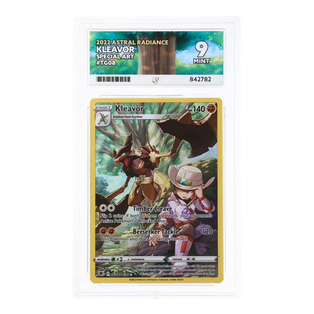 Pokemon - Sword & Shield - Astral Radiance - Kleavor - TG08/TG30 (ACE 9 Art Label Graded Slab)