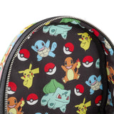 Loungefly x Pokemon Starters and Pikachu AOP Mini Backpack