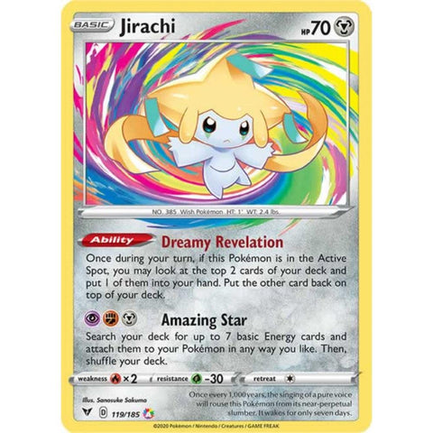 Jirachi 119/185 Amazing Rare Pokemon Card (SWSH 4 Vivid Voltage)
