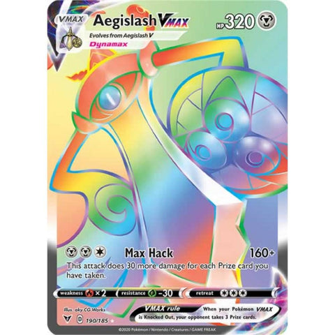 Aegislash 190/185 Full Art Rainbow Rare Pokemon Card (SWSH 4 Vivid Voltage)
