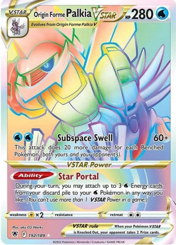 Origin Forme Palkia VSTAR 192/189 Rare Rainbow Pokemon Card (SWSH Astral Radiance)